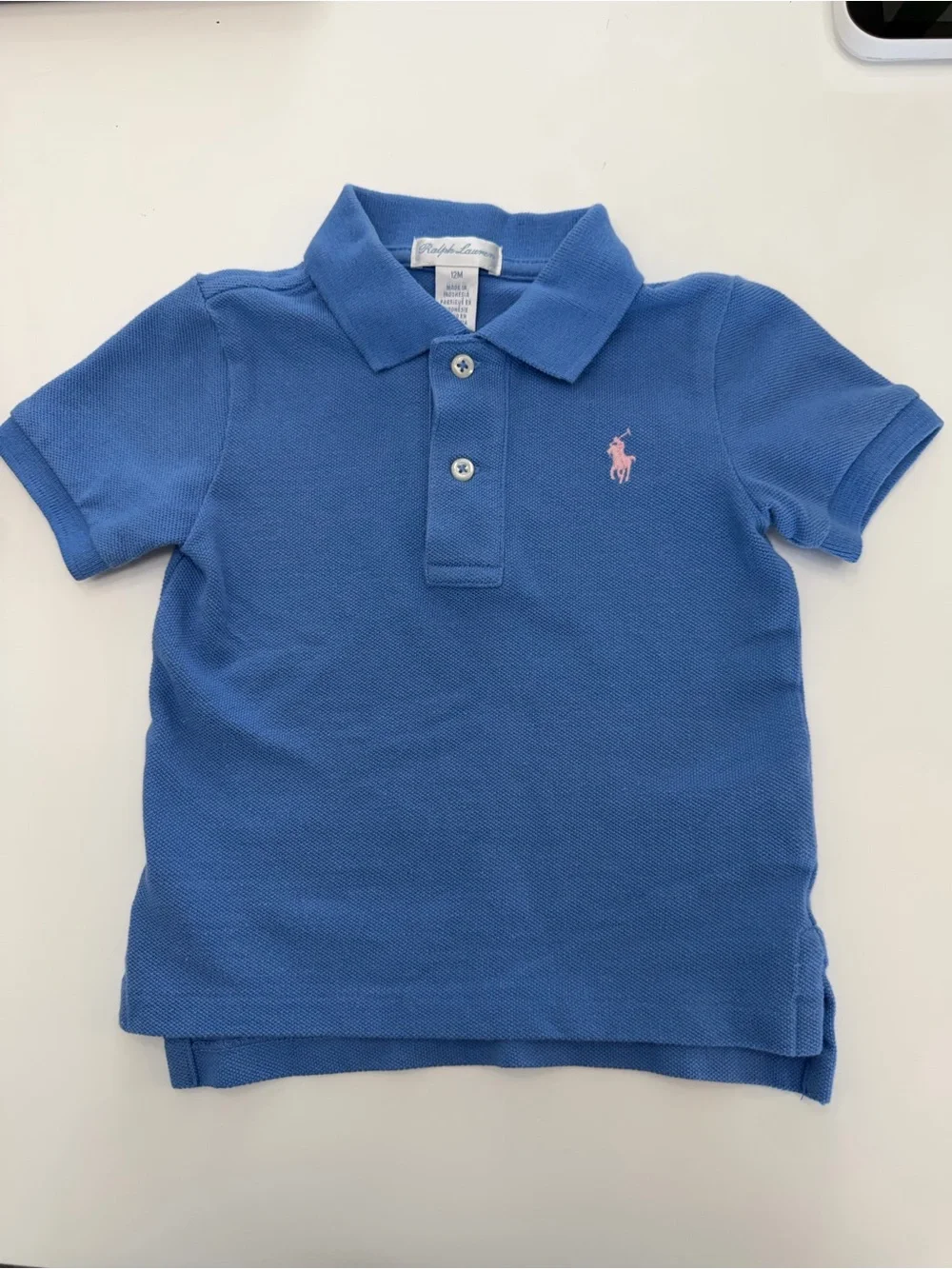 NWOT Ralph Lauren Kids Blue Polo with Pink Pony Logo
